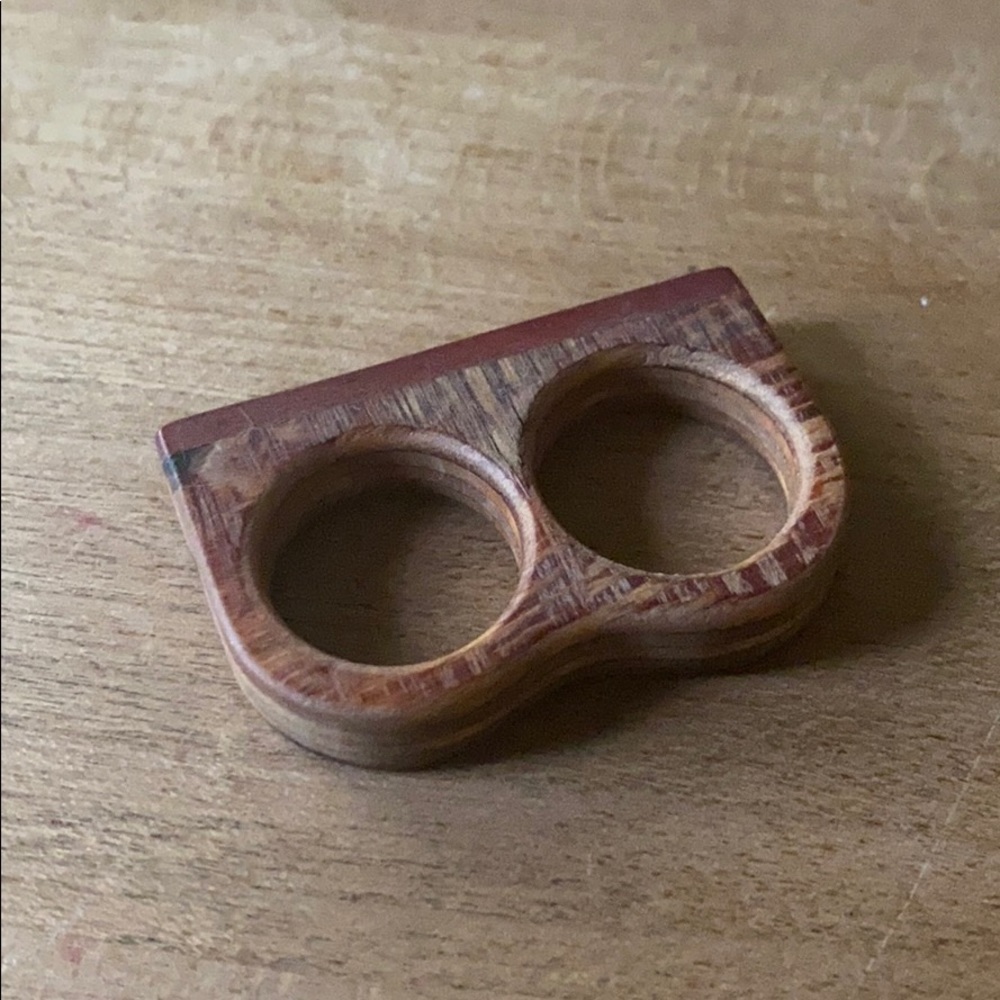 Blood wood hand crafted double ring. NWOT.